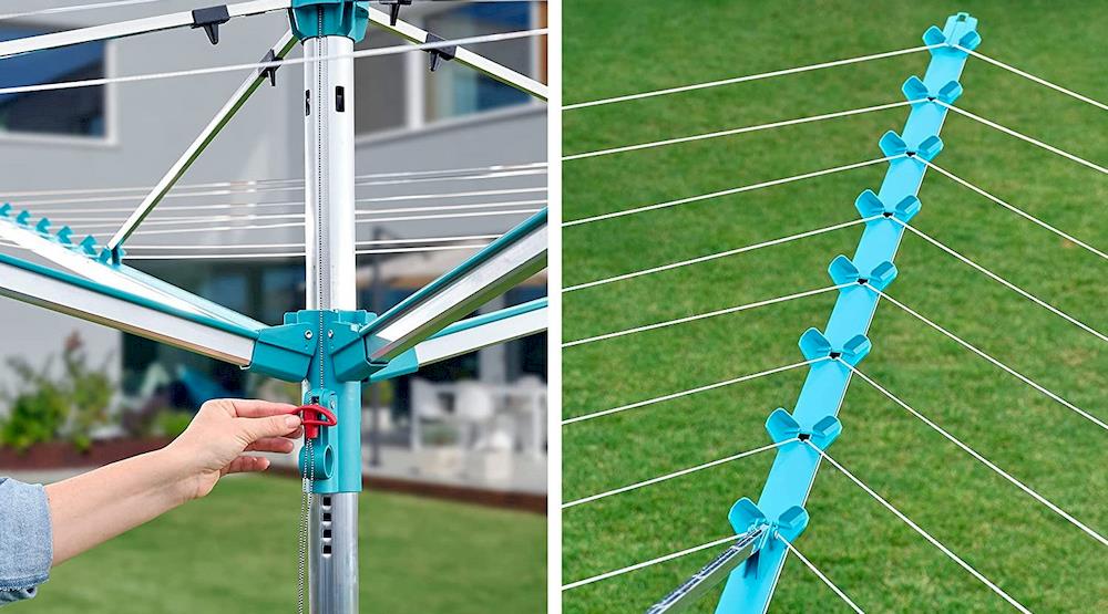 Étendoir à Linge Métal 36 Clips - Pliable Avec Crochet Coupe-Vent Pour Chaussettes Et Sous-Vêtements
